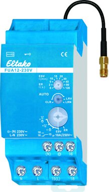 Eltako Funk-Universal-Aktor mit austauschbarer Antenne. Stromsto-Schaltrelais mit 1 Wechsler potentialfrei 10A/250V AC