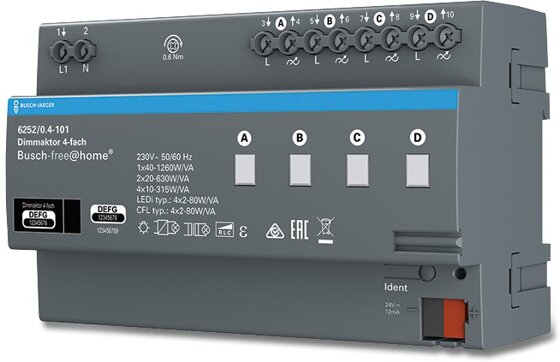 Busch-Jaeger Dimmaktor 4-fach 6252/0.4-101 | 6220-0-0394