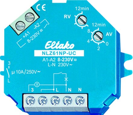 Eltako Nachlaufschalter UC. 1 Schließer nicht potenzialfrei 10A/250V AC