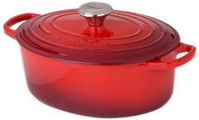 Le Creuset Signature Brter oval 29 cm kirschrot, Emaille hell