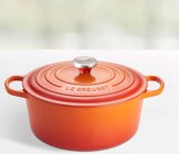 Le Creuset Signature Br�ter rund, 20 cm, ofenrot, Emaille hell B-Ware