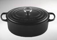 Le Creuset Signature Brter oval 40 cm schwarz, Emaille dunkel