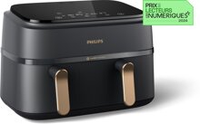 Philips Airfryer 3000 Series Dual Basket NA352/00, 9 (3+6) Liter, Schwarz